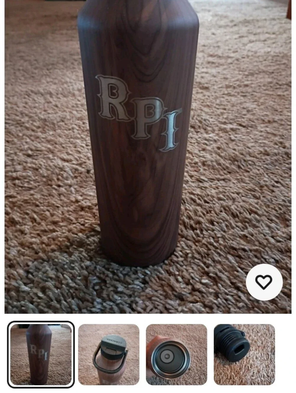 Rennselser Polytechnic InstituteBranded Woodgrain Insulated Drink Bottle - Brown